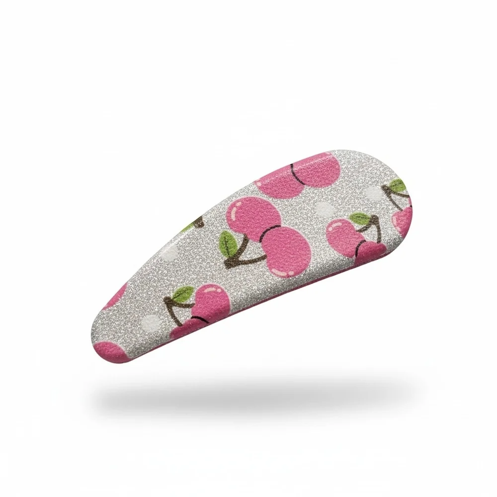 Kids Cherry Glitter Hair Clips - Pink & Silver